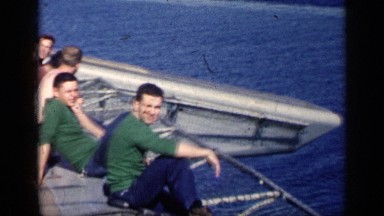1962: Young Men Taking a Break on an Aircraft Carrier in Cuba