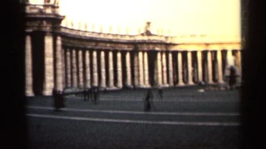 1962: Enormous Stone Building with Columns Bathed in Sunlight in Cuba