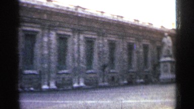 1962: Black and White Footage of a Large Courtyard with People