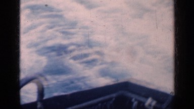 1962: boat sailing the ocean, while waves move in the sea CUBA