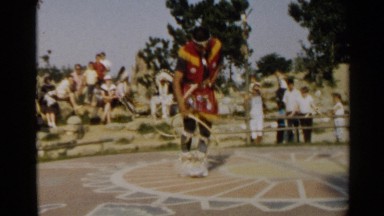 1959: an artiste simultaneously dancing on an intricate pattern and playing