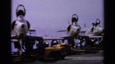 1962: Airplanes Landed on Ocean Liner While Refueling and Loading Material