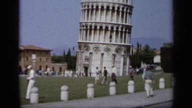 1962: People Walking Around the Leaning Tower of Pisa ITALY