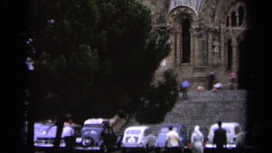 1962: the peoples are staying in the church entrance which is highest church