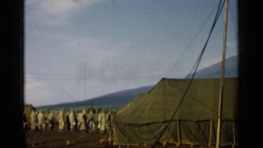 1952: people gathered near tent JAPAN