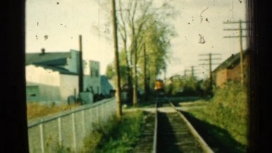 1953: train coming down a track very quickly in a remote area CONNECTICUT