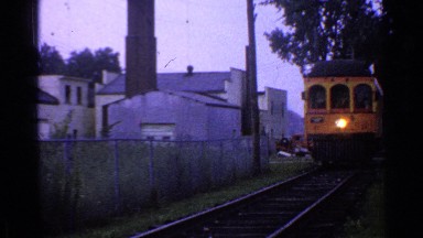 1953: head light of the train is flashing during evening time CONNECTICUT