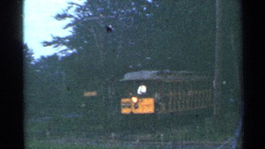 1953: trolley comes out of the woods CONNECTICUT