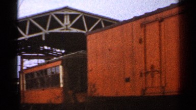 1953: the yard of a railway station with repairing shed for trains CONNECTICUT