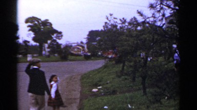 1953: eagerly watching the riding train by few peoples JAPAN