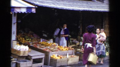 1953: Women Buying Fresh Produce and Household Goods at a Japanese Market