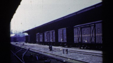 1953: goods train standing in the station JAPAN