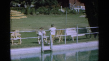 1949: boy playing near the pon SANTA CRUZ CALIFORNIA