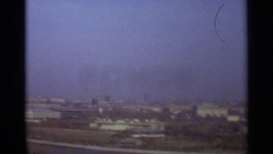 1966: Large City on the Bank of the River with a Bridge Above Moscow Russia