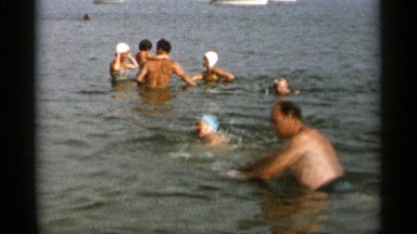 1956: people swimming in lake CAPE COD MASSACHUSETTS