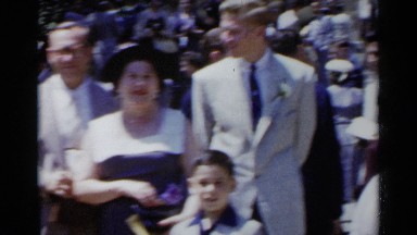 1954: dressed in their sunday finery, british citizens gather