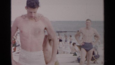 1954: boy playing in the seashore NEW YORK