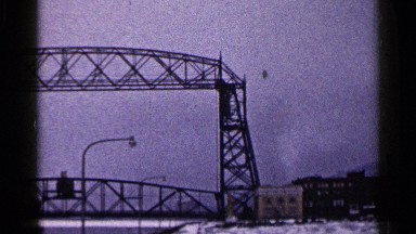1960: drawbridge in a winter city landscape. DULUTH MINNESOTA