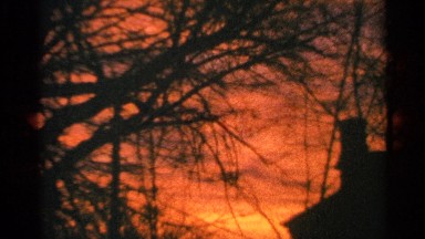1964: an orange sunset through the trees MILWAUKEE WISCONSIN