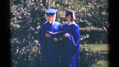 1964: Man and Woman Collect Convocation Certificate at Degree Ceremony