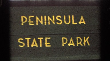 1964: sign at peninsula state park, view of horseshoe island WASHINGTON ISLAND