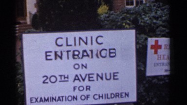 1944: Hand-Lettered Signs Indicate Address of Medical Clinic on 20th Avenue