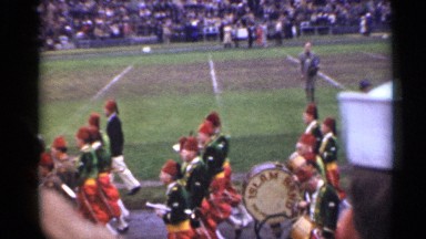 1944: a huge number of children go parade on ground with drums and horse