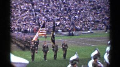 1944: army people are walking with their flags at the ground for celebrate