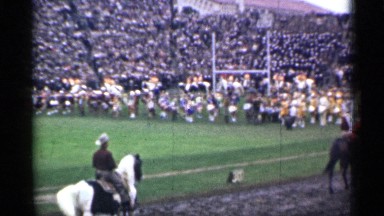 1944: parade ground on a shiny day, horses are walking beside it
