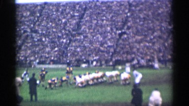 1944: the big football ground in the low angle view
