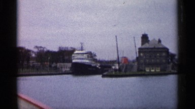 1960: large ferry departing from the river mouth MICHIGAN