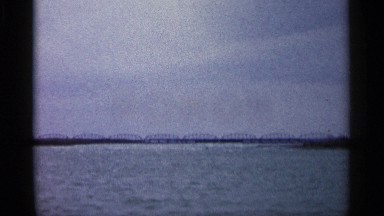1960: A Moving Video Captured from Distance Showing Bridge with Strip Design