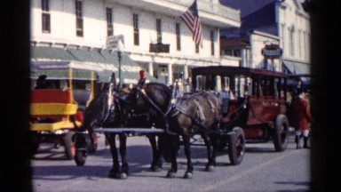 1960: the person standing near their horse cart on their stop MICHIGAN