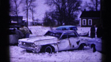 1961: Wrecked and Mangled Cars on a Side Street in Minnesota