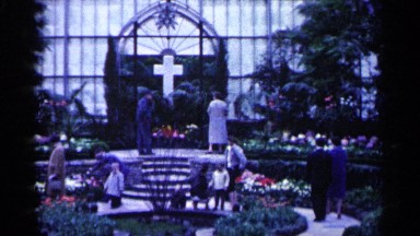 1961: visitors enjoying a beautiful christian indoor garden MINNESOTA