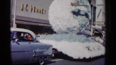 1961: vintage hand-made parade float cruises down the street MINNESOTA