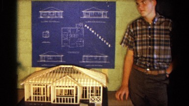 1963: the boy make an experiment to the exhibition, vintage clip