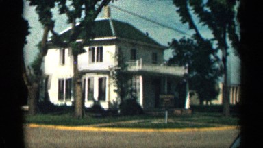 1963: small sign in front of white house identifies the eisenhower home WYOMING