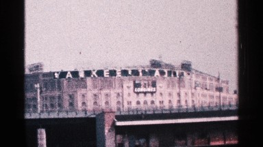 1964: Yankee Baseball Stadium in Road View from a Camcorder Near New York Bridge