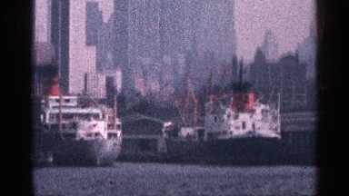 1964: the board move in the slow time in harbor another side stop ship back side