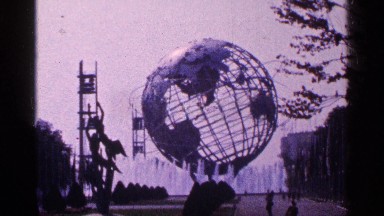 1964: a world round and statue are located at the center of the place