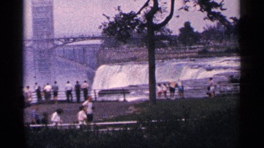 1964: Group of People Gathered at Picnic Spot Enjoying Niagara Falls