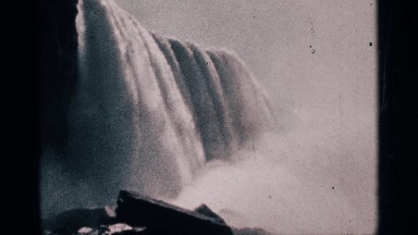 1964: waterfall with lots of foam at the bottom NIAGRA FALLS CANADA