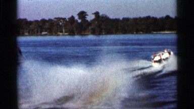 1966: speedboat pulling something or someone in it's wake FLORIDA