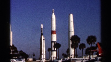 1966: rocket model prototypes shown on the roadside on a hot summer day FLORIDA