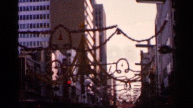 1966: vintage video of christmas decoration on a city street FLORIDA
