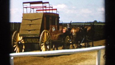 1965: chariot with horses waiting for the ride to start on a sunny day DULUTH