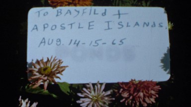 1965: a card reading "to hayfield &amp; apostle islands