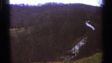 1966: River Flowing Through a Green Forest with Trees and Grassland in Georgia