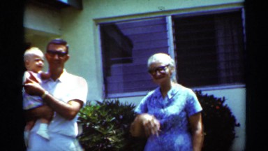 1963: two grand-parents waving goodbye to the recorder with a baby MISSISSIPPI